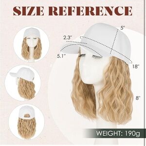 Hat With Hair Attached Synthetic Baseball Ball Cap Hair Wig 8" 190g #27/613